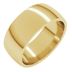 14K Yellow Gold 8 mm Lightweight Comfort-Fit Half Round Band Size 10.5