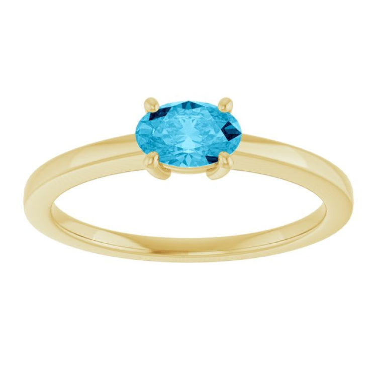 14K Yellow Gold Natural Aquamarine Solitaire Ring