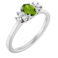 Sterling Silver Natural Peridot & 1/8 CTW Lab-Grown Diamond Ring