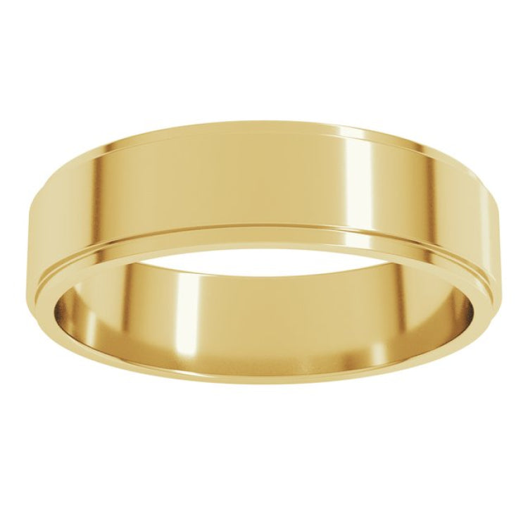 14K Yellow Gold 5 mm Stepped-Edge Flat Band Size 9.5