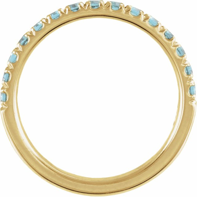 14K Yellow Gold Natural Aquamarine Stackable Ring