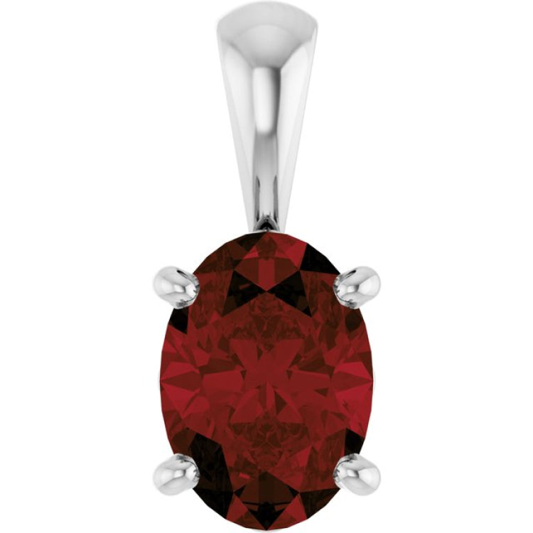 Sterling Silver Natural Mozambique Garnet Pendant