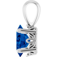 Sterling Silver Lab-Grown Blue Sapphire Pendant