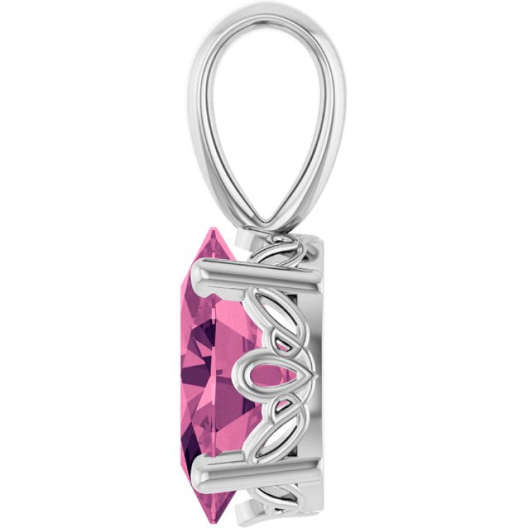 Sterling Silver Natural Pink Tourmaline Pendant