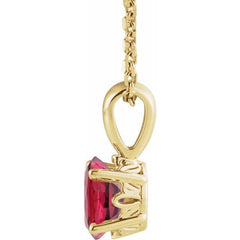 14K Yellow Gold Lab-Grown Ruby 16-18" Necklace