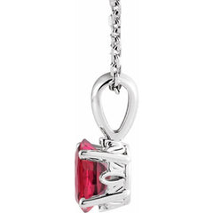Sterling Silver Lab-Grown Ruby 16-18" Necklace