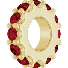 18K Yellow Gold-Plated Sterling Silver Lab-Grown Ruby Spacer Charm/Pendant