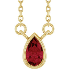14K Yellow Gold Lab-Grown Ruby 18" Necklace