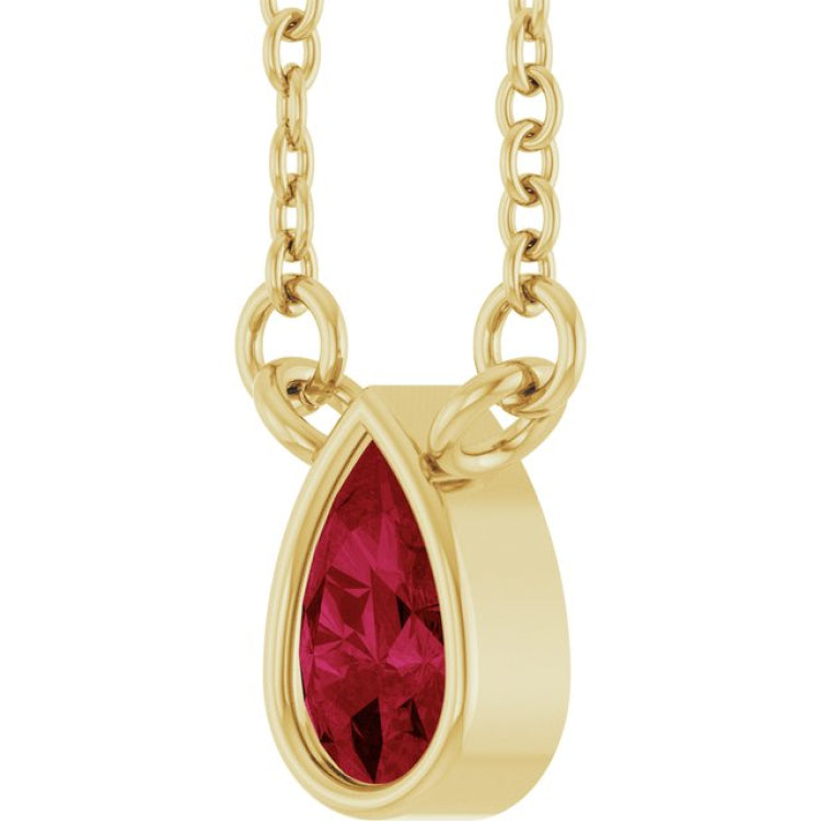 14K Yellow Gold Lab-Grown Ruby 18" Necklace