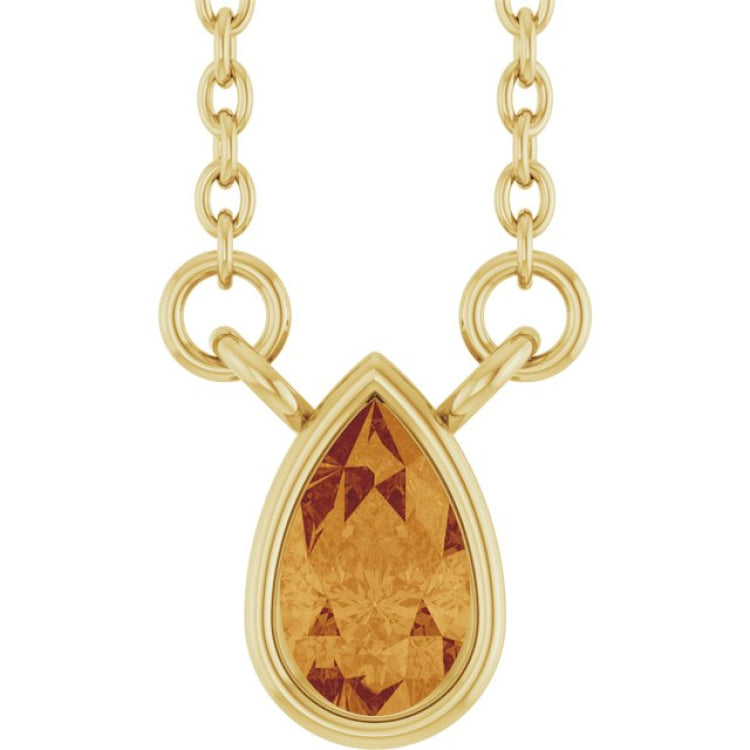 14K Yellow Gold Natural Citrine 18" Necklace