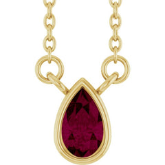 14K Yellow Gold Natural Mozambique Garnet 18" Necklace