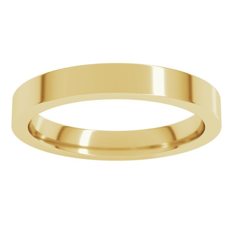 14K Yellow Gold 3 mm Comfort-Fit Flat Band Size 9.5