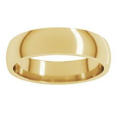 18K Yellow Gold 5 mm Lightweight Comfort-Fit Half Round Band Size 9