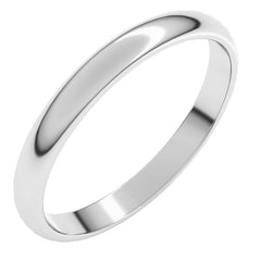 14K X1 White Gold 2.5 mm Lightweight Half Round Band Size 6.5