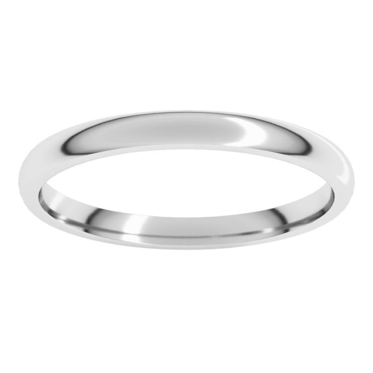 Platinum 2 mm Lightweight Comfort-Fit Half Round Band Size 9.5