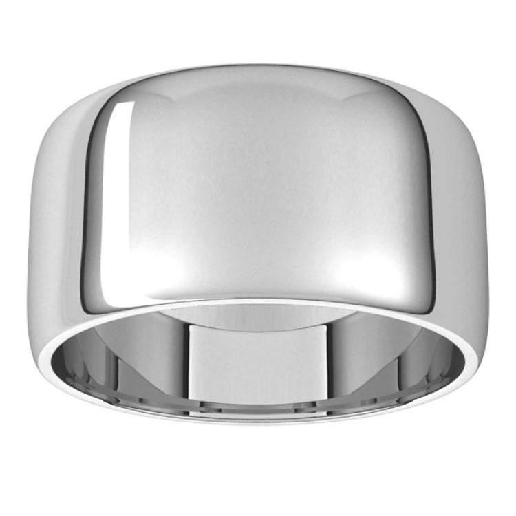14K White Gold 10 mm Lightweight Half Round Band Size 9.5