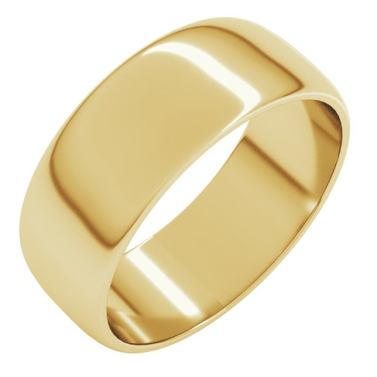 14K Yellow Gold 7 mm Lightweight Half Round Band Size 5.5
