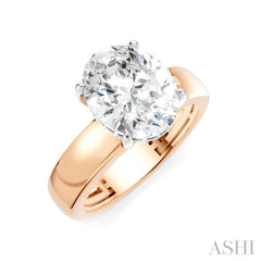 1/10 Ctw Oval Shape Round Cut Diamond Semi-Mount Engagement Ring in 14K Rose and White Gold