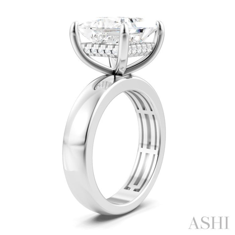 1/8 Ctw Princess Shape Round Cut Diamond Semi-Mount Engagement Ring in 14K White Gold
