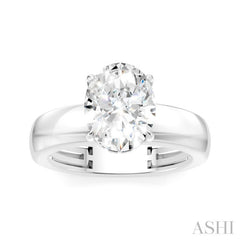 1/20 Ctw Oval Shape Round Cut Diamond Semi-Mount Engagement Ring in 14K White Gold