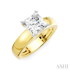 1/20 Ctw Princess Shape Round Cut Diamond Semi-Mount Engagement Ring in 14K Yellow and White Gold