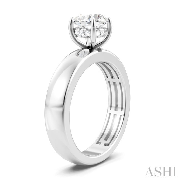 1/20 Ctw Round Shape Round Cut Diamond Semi-Mount Engagement Ring in 14K White Gold