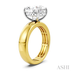 1/10 Ctw Oval Shape Round Cut Diamond Semi-Mount Engagement Ring in 14K Yellow and White Gold