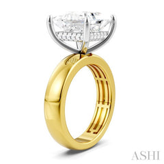 1/6 Ctw Princess Shape Round Cut Diamond Semi-Mount Engagement Ring in 14K Yellow and White Gold