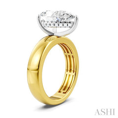 1/8 Ctw Pear Shape Round Cut Diamond Semi-Mount Engagement Ring in 14K Yellow and White Gold