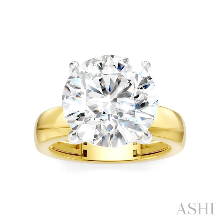 1/8 Ctw Round Shape Round Cut Diamond Semi-Mount Engagement Ring in 14K Yellow and White Gold