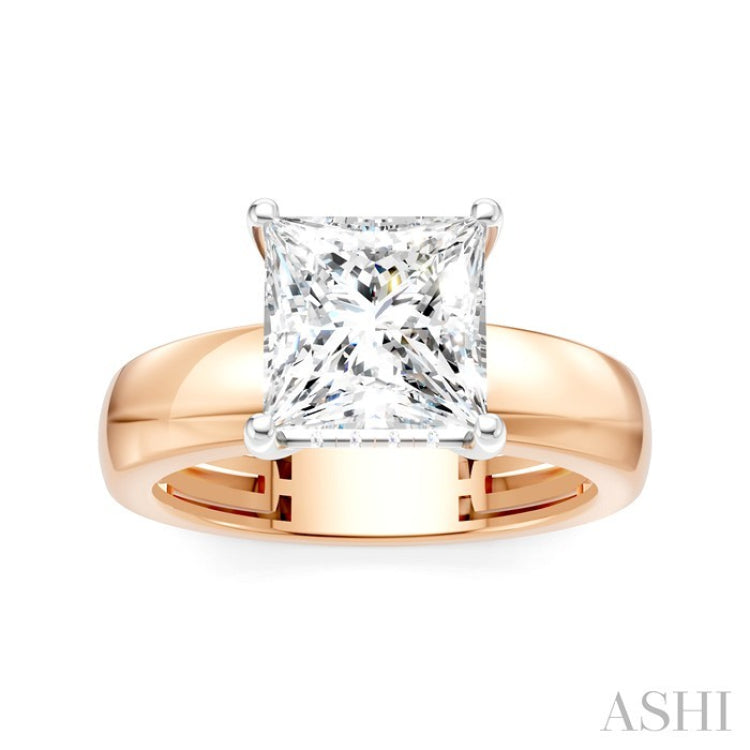 1/10 Ctw Princess Shape Round Cut Diamond Semi-Mount Engagement Ring in 14K Rose and White Gold