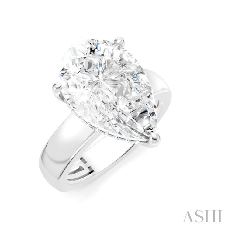 1/6 Ctw Pear Shape Round Cut Diamond Semi-Mount Engagement Ring in 14K White Gold