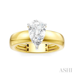 1/20 Ctw Pear Shape Round Cut Diamond Semi-Mount Engagement Ring in 14K Yellow and White Gold