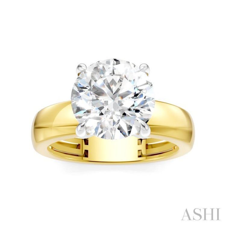 1/20 Ctw Round Shape Round Cut Diamond Semi-Mount Engagement Ring in 14K Yellow and White Gold