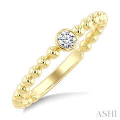 1/10 Ctw Bezel Set Round Cut Bead Bijoux Diamond Beaded Ring in 10K Yellow Gold