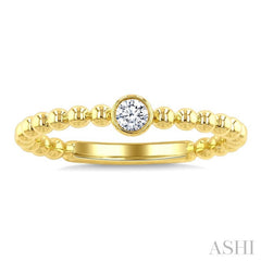 1/10 Ctw Bezel Set Round Cut Bead Bijoux Diamond Beaded Ring in 10K Yellow Gold