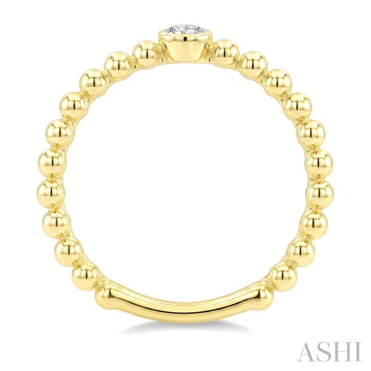 1/10 Ctw Bezel Set Round Cut Bead Bijoux Diamond Beaded Ring in 10K Yellow Gold