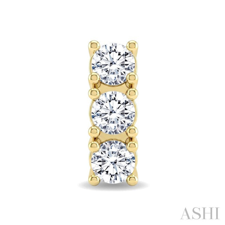 1/2 Ctw 3-Stone Round Cut Diamond Fashion Earrings in 14K Yellow Gold