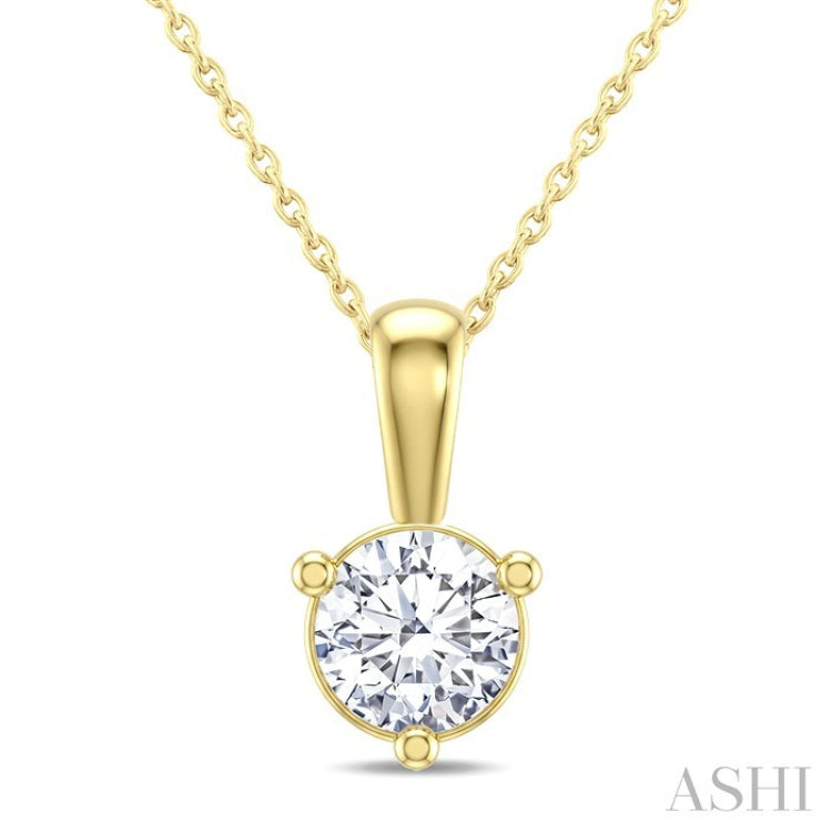 1/3 Ctw Round Cut Diamond Martini Solitaire Pendant With Chain in 14K Yellow Gold