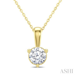 1/4 Ctw Round Cut Diamond Martini Solitaire Pendant With Chain in 14K Yellow Gold