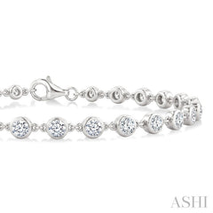 2 Ctw Bezel Set Round Cut Diamond Station Bracelet in 14K White Gold