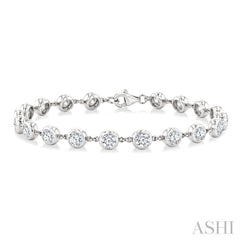 1/2 Ctw Bezel Set Round Cut Diamond Station Bracelet in 14K White Gold