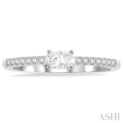 1/3 Ctw Oval Cut & Round Cut Diamond East West Ring in 14K White Gold