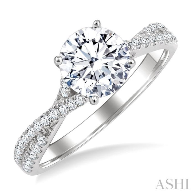 1/3 Ctw Split Criss Cross Round Cut Diamond Semi-Mount Engagement Ring in 14K White Gold