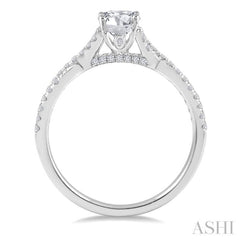 1/3 Ctw Split Criss Cross Round Cut Diamond Semi-Mount Engagement Ring in 14K White Gold