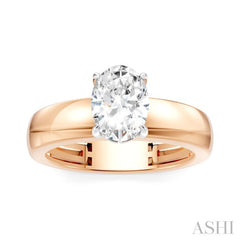 1/20 Ctw Oval Shape Round Cut Diamond Semi-Mount Engagement Ring in 14K Rose and White Gold