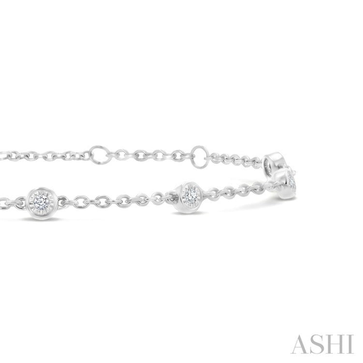 1/6 Ctw Round Cut Diamond Station Bracelet in Sterling Silver