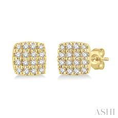10K 0.10ct Diamond Petite-Cushion Earrings