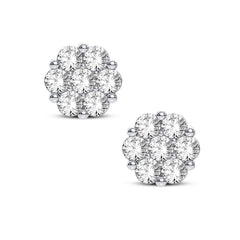 14k 1.0ct-Diamond Cluster Earrings