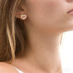 10K 0.10ct Diamond Petite-Heart Earrings